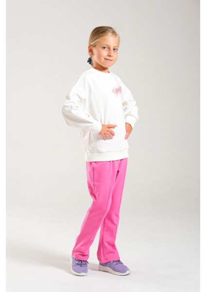 Kız Çocuk %100 Pamuk Owersize Sweat ve Likralı Iki Iplik Çima Detaylı Pantolon Takımı modelleri