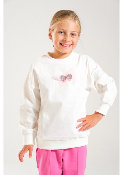 Kız Çocuk %100 Pamuk Owersize Sweat ve Likralı Iki Iplik Çima Detaylı Pantolon Takımı indirimleri