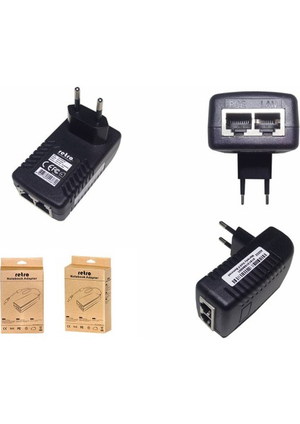 Retro 24V 1A 24W Gigabit Poe Adaptör + Injector