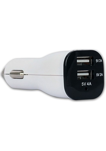 Retro 5V 4A Ipad, Tablet, Telefon USB Araç Şarj Adaptörü - Beyaz - Çift USB