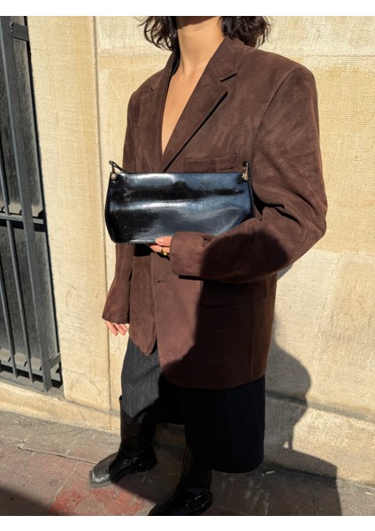 Ilot.ıstanbul | Minimalist Dikdörtgen Baget Omuz Çantası Pürüzsüz Haki Yeşil Mini Bar Bag