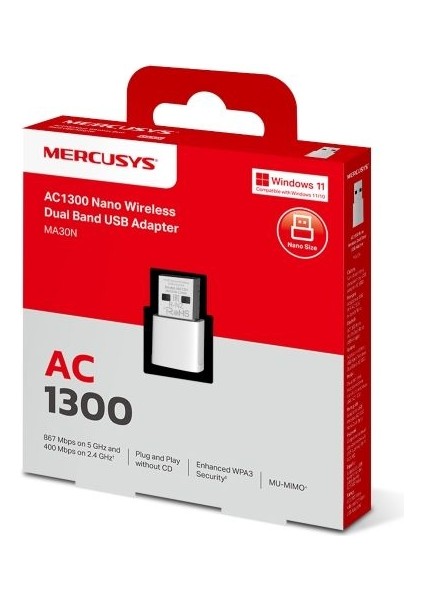 Tp Mercusys MA30N AC1300 D.b Wi-Fi USB Adaptör (3yıl Üretici Garantili) fiyatları