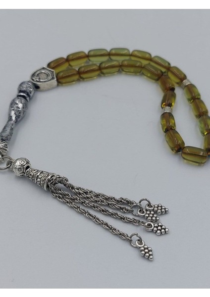 Şeffaf Yeşil Bilek Boy Alpaka Püskül Kehribar Tespih (Ahşap Kutu) fiyatları