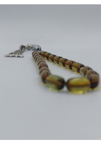 Şeffaf Yeşil Bilek Boy Alpaka Püskül Kehribar Tespih (Ahşap Kutu) indirimleri