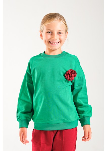 Kız Çocuk %100 Pamuk Owersize Sweat ve Likralı Iki Iplik Çima Detaylı Pantolon Takımı indirimleri