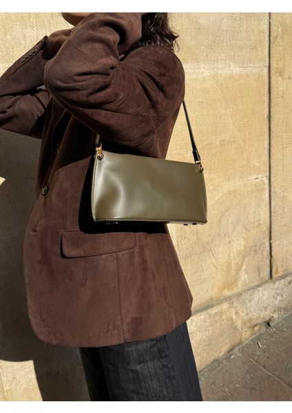Ilot.ıstanbul | Minimalist Dikdörtgen Baget Omuz Çantası Pürüzsüz Haki Yeşil Mini Bar Bag fiyatları