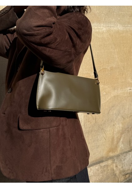 Ilot.ıstanbul | Minimalist Dikdörtgen Baget Omuz Çantası Pürüzsüz Haki Yeşil Mini Bar Bag modelleri