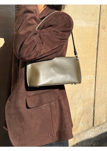 Ilot.ıstanbul | Minimalist Dikdörtgen Baget Omuz Çantası Pürüzsüz Haki Yeşil Mini Bar Bag fırsatları