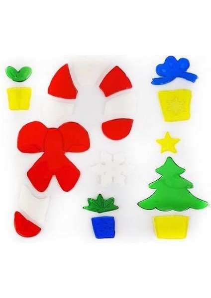 Yılbaşı Temalı Jel Sticker Baston Şekerli Dekoratif Süs modelleri