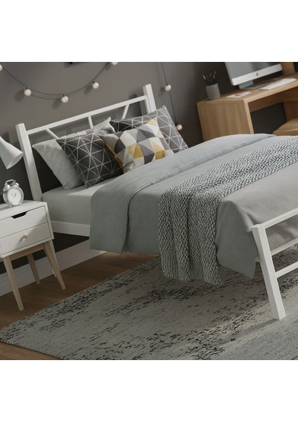 Alchera Tek Kişilik Metal Karyola Beyaz modelleri