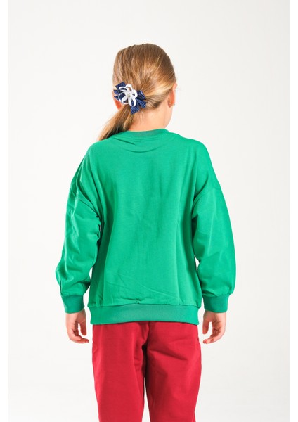 Kız Çocuk %100 Pamuk Owersize Sweat ve Likralı Iki Iplik Çima Detaylı Pantolon Takımı modelleri