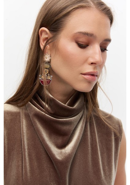 Boğazlı Kadife Bluz