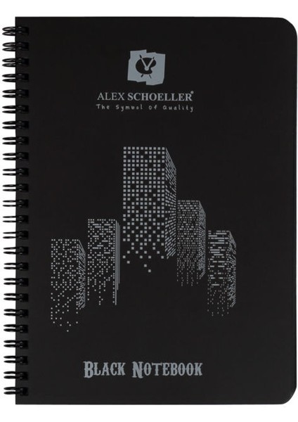 A4 Plastik Kapak Spiralli 60 Yp. 120 Gr. Siyah Sayfalı Defter Alx-1944