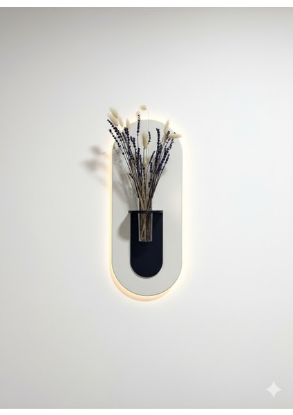 Gardenya Ahşap Pilli Ledli Iskandinav Tarzı Salon Duvar Rafı Modern Çiçeklik 27 x 65 cm modelleri