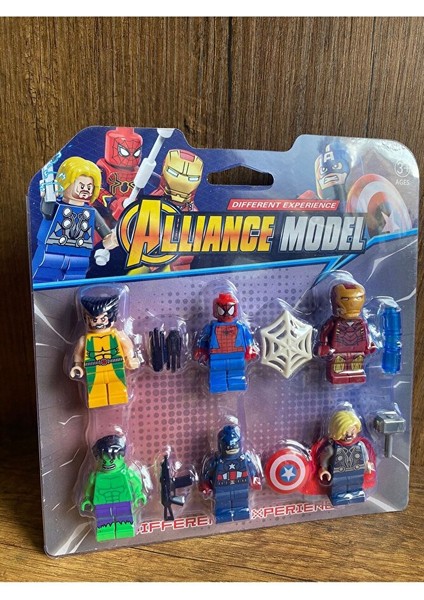 Avengers 6'lı Figür ve Aksesuarları Oyun Seti Ironman Spiderman Hulk Thor ve Aksesuarları fiyatları