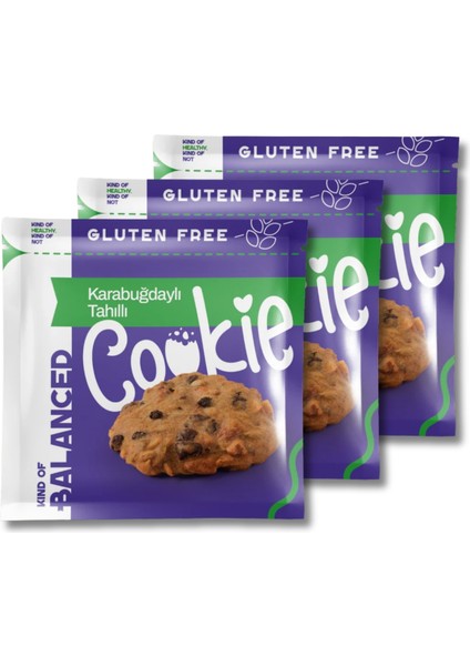 Glütensiz Karabuğdaylı Tahıllı Cookie 60 gr x 3 Adet