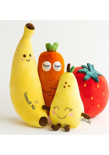 Meyve Peluş Seti – 4 Lü Yumuşacık Büyük Boy Oyuncak – Çocuk & Bebek Odası Dekoru