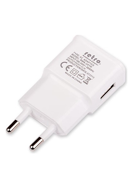 Retro 5V 2.1A Ipad, Tablet, Telefon USB Şarj Adaptörü - Beyaz