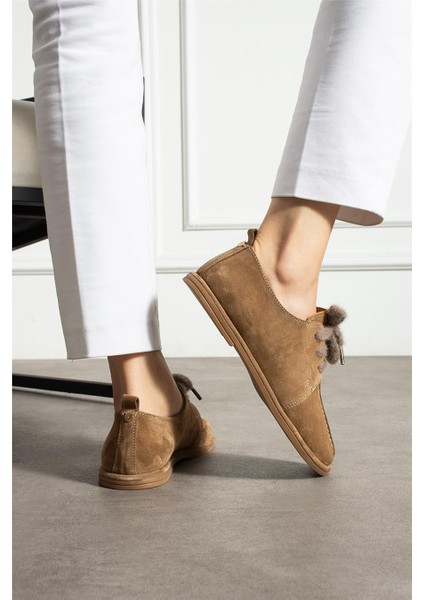 Kadın Casual Ayakkabı Süet Bej Düz Topuklu Casual/günlük