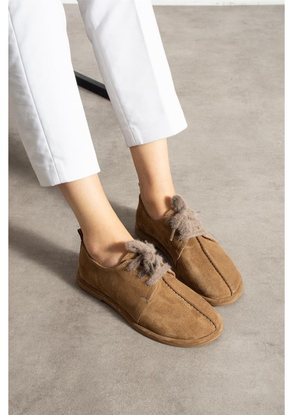 Kadın Casual Ayakkabı Süet Bej Düz Topuklu Casual/günlük modelleri