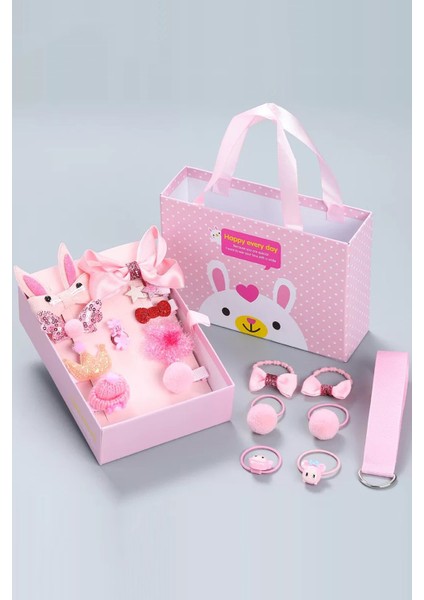 Pembe 18'li Kutulu Kız Çocuk Toka Set modelleri