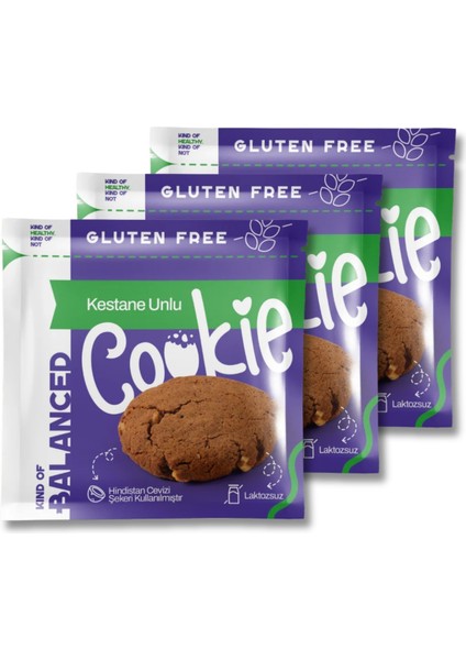 Glütensiz Kestane Unlu Cookie 60 gr x 3 Adet