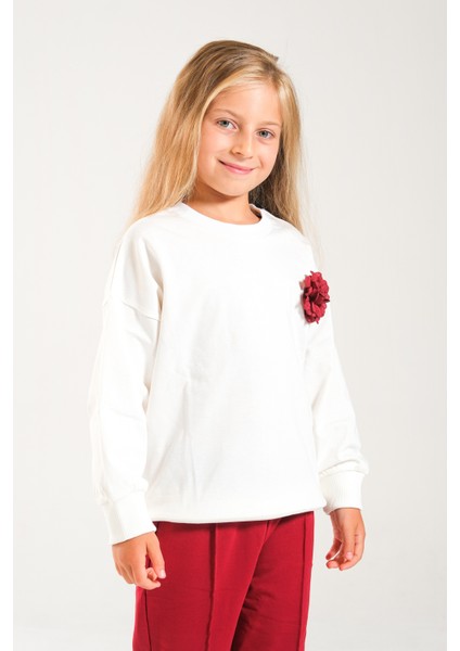 Kız Çocuk %100 Pamuk Owersize Sweat ve Likralı Iki Iplik Çima Detaylı Pantolon Takımı indirimleri