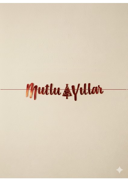 Yılbaşı Dekoratif Banner "mutlu Yıllar" Yazısı - Lüks Parlak Kaligrafik Tasarım - Duvar ve Tavan Süsü Afiş
