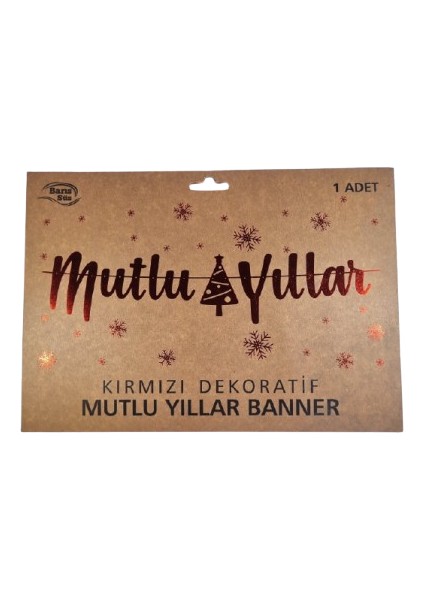 Yılbaşı Dekoratif Banner "mutlu Yıllar" Yazısı - Lüks Parlak Kaligrafik Tasarım - Duvar ve Tavan Süsü Afiş fiyatları