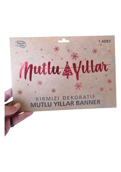 Yılbaşı Dekoratif Banner "mutlu Yıllar" Yazısı - Lüks Parlak Kaligrafik Tasarım - Duvar ve Tavan Süsü Afiş modelleri