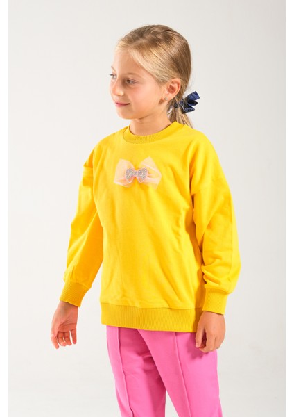 Kız Çocuk %100 Pamuk Owersize Sweat ve Likralı Iki Iplik Çima Detaylı Pantolon Takımı modelleri