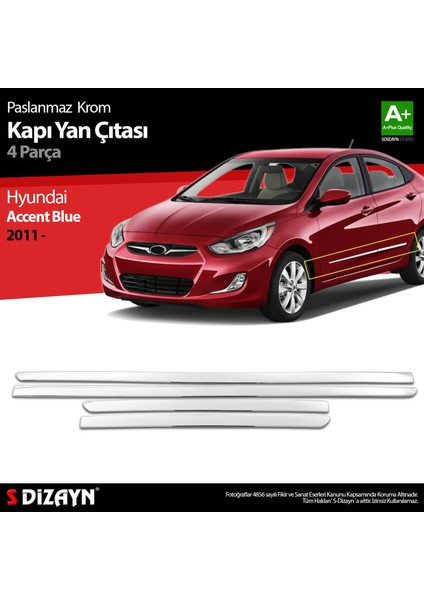 Hyundai Accent Blue Krom Kapı Yan Çıtası 2011-2017