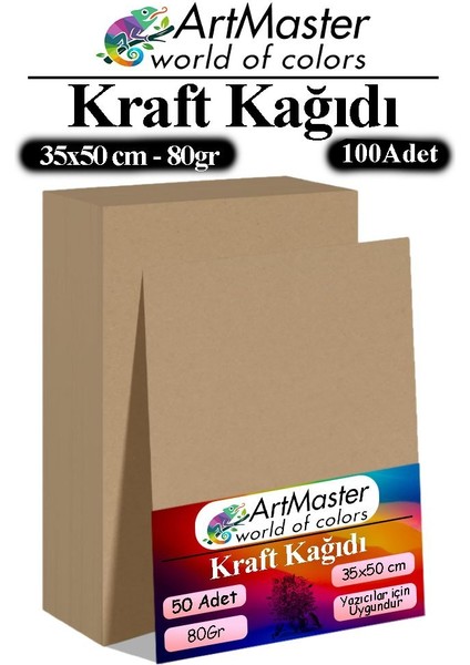 Kraft Kağıdı 35X50 cm 100 Adet 80 gr Hediye Paketleme Kagıdı Çeyiz Kaplama Kağıt Saman Kağıt Çizim Kağıdı