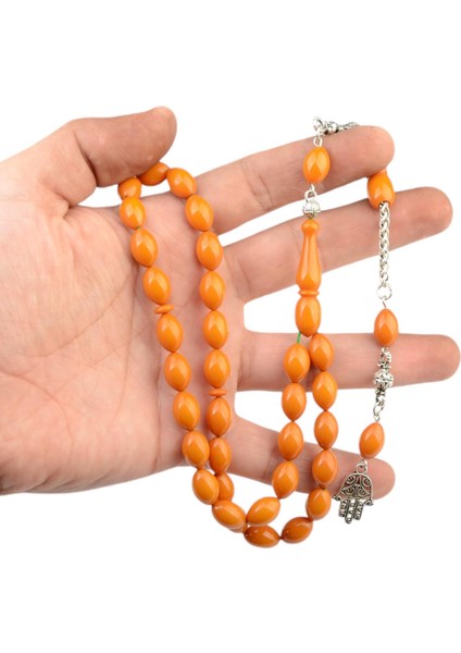 Burhan sağlam Arpa Kesim 12x8 mm Sıkma Kehribar Alpaka Püsküllü Tesbih fırsatları