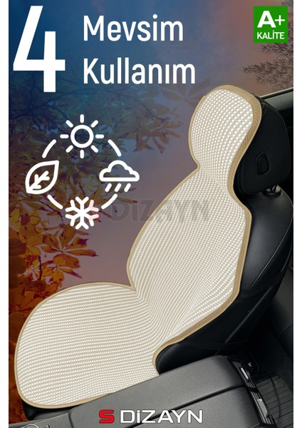 Oto Koltuk Koruyucu Kılıf Krem Universal 2 Parça Ön A+ Kalite