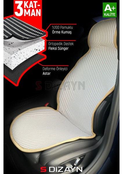 Oto Koltuk Koruyucu Kılıf Krem Universal 2 Parça Ön A+ Kalite