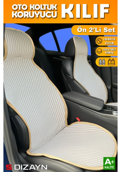 Oto Koltuk Koruyucu Kılıf Krem Universal 2 Parça Ön A+ Kalite indirimleri