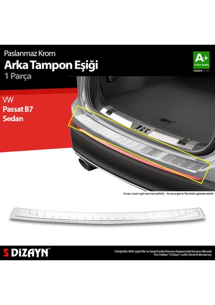 VW Passat B7 Sedan Krom Arka Tampon Eşiği 2010-2015 A+ Kalite fiyatları