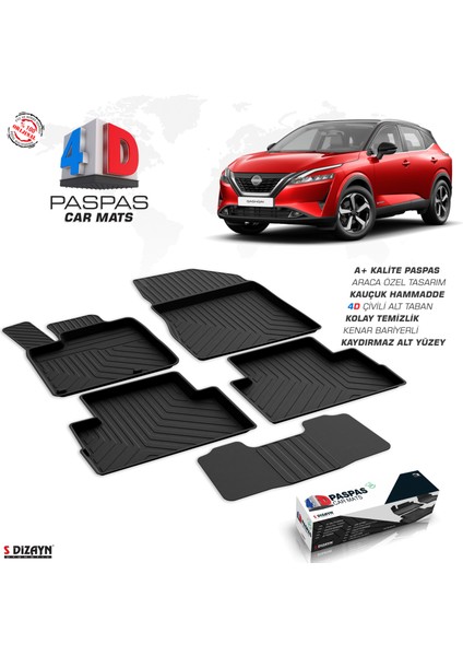 Nissan Qashqai 3 E-Power Elektrikli 4D Havuzlu Paspas 2021-2024 A+Kalite