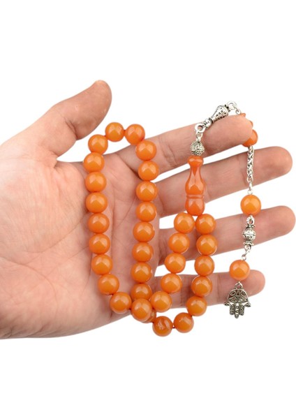 Burhan sağlam Küre Kesim 10x10 mm Sıkma Kehribar Alpaka Püsküllü Tesbih fırsatları