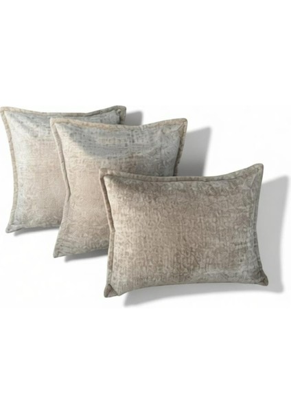 Kırlent İthal Kadife Kumaş 3'lü Set - Yumuşak Dokulu Dekoratif Özel Tasarım Kırlent Kılıfı - S01