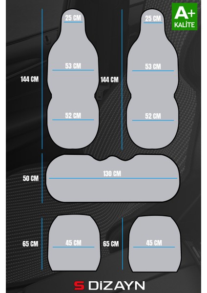 Oto Koltuk Koruyucu Kılıf Set Siyah Universal 2+3 Parça Ön Arka