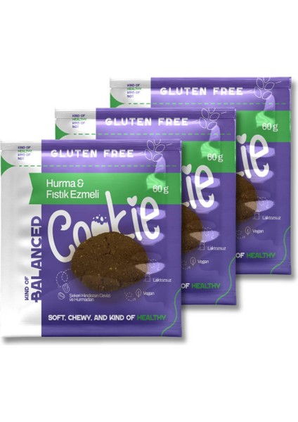 Glütensiz Hurma & Fıstık Ezmeli Cookie 60 gr x 3 Adet