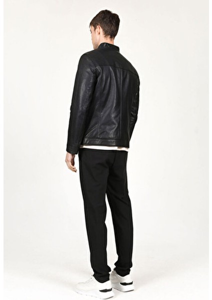 E-178 Slim Fit Erkek Mont Gerçek Kuzu Derisi Düz Desen Kaliteli Astar