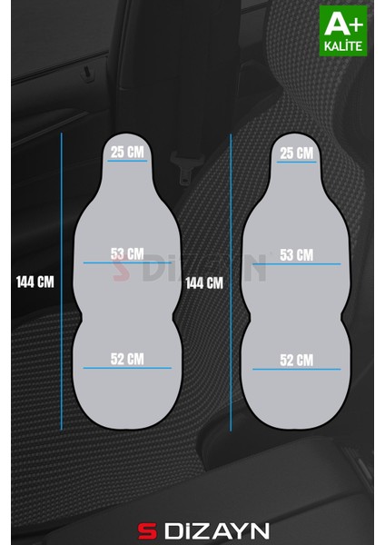 Oto Koltuk Koruyucu Kılıf Siyah Universal 2 Parça Ön A+ Kalite