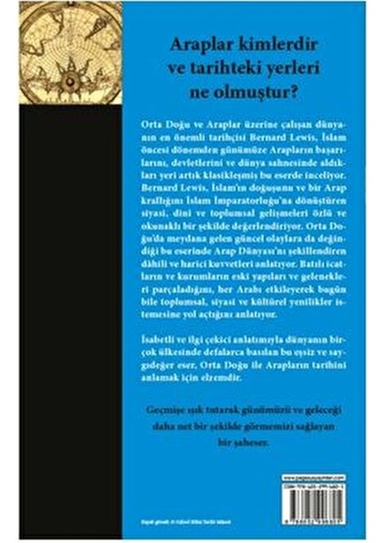 Tarihte Araplar - Bernard Lewis Ciltsiz 240 Sayfa Türkçe Eser fiyatları