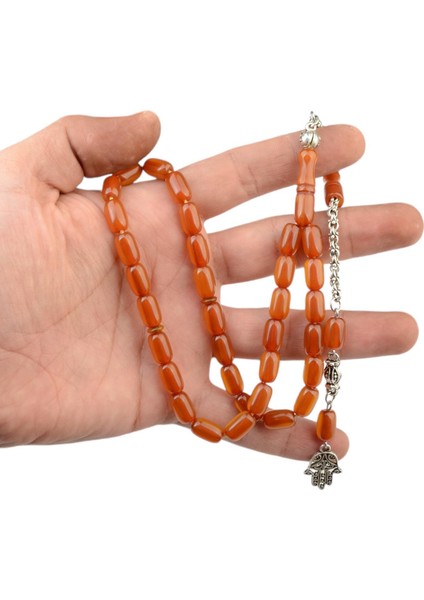 Burhan sağlam Kapsül Kesim 11x7 mm Sıkma Kehribar Alpaka Püsküllü Tesbih fırsatları