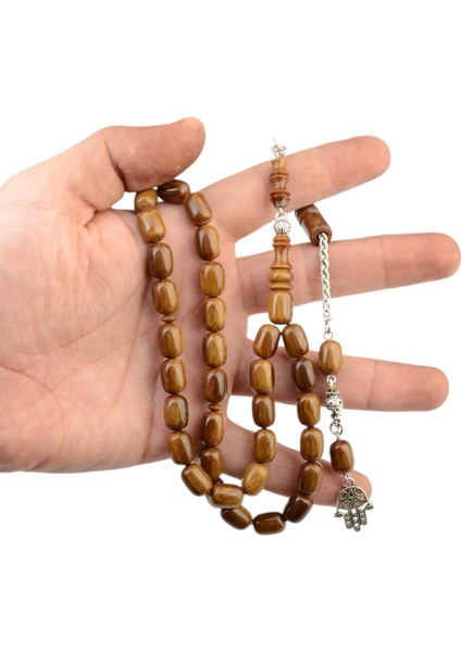 Burhan sağlam Kapsül Kesim 11x8 mm Sıkma Kehribar Alpaka Püsküllü Tesbih fırsatları