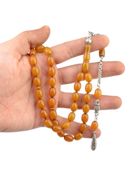 Burhan sağlam Kapsül Kesim 11x9 mm Sıkma Kehribar Alpaka Püsküllü Tesbih fırsatları