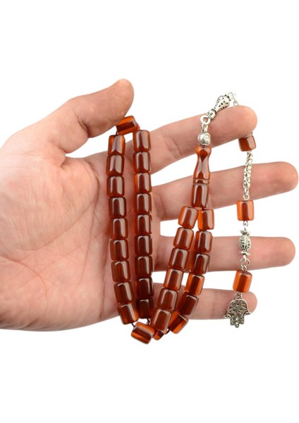 Burhan sağlam Fıçı Kesim 10x9 mm Ateş Kehribar Alpaka Püsküllü Tesbih fırsatları